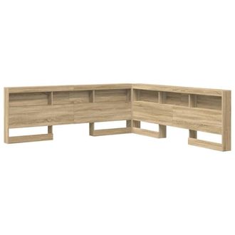 Berkfield Home Storage Headboard with Shelf Sonoma oak 200 cm Engineered wood in Light Tan