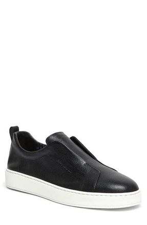 Santoni Victory Laceless Slip-On Sneaker in Black at Nordstrom, Size 10.5