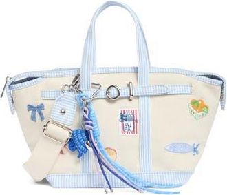 Madden Girl Mini Embroidered Canvas Tote in Natural/Blue Stripe at Nordstrom Rack