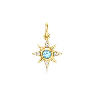 RS Pure by Ross-Simons Swiss Blue and White Topaz Star Charm in 14kt Yellow Gold