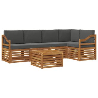 vidaXL Conjunto De Sof&aacute; Seccional Con Coj&iacute;n 6 Pcs Natural Y Antracita Vidaxl