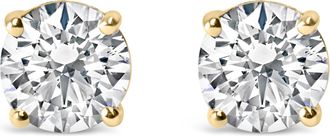 House of Brilliance Solitaire Stud Earrings Ladies 14k Gold 1 CT Round Cut Yellow Diamond Stud Earrings