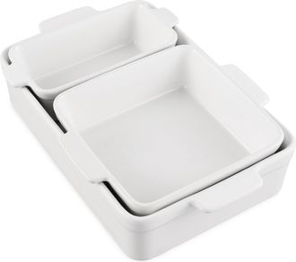 Best Choice Products Ceramic Bakeware Set of 3 Casserole, Loaf, and Square Dishes w/ Handles