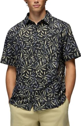 Prana Hybridizer Short Sleeve Performance Button-Up Shirt in Black Grounded at Nordstrom, Size Xx-Large