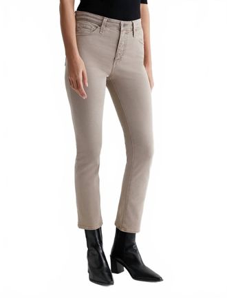 AG - Adriano Goldschmied Mari Crop High Rise Slim Straight Jeans In Desert Taupe