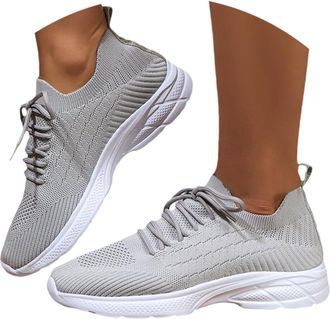 Generic Women Wide Fit Walking Shoes Ladies Platform Arch Support Trainers Sneakers For Women 2025 Top Breathable Mesh Knitted Woven Walking Shoes Lightweight