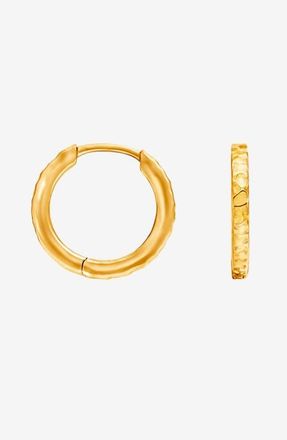 Dower & Hall Mens Medium Hammered Nomad Huggie Hoops in Yellow Gold Vermeil at Nordstrom
