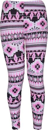 Purple Hanger Womens Animal Aztec Letters Skull Multi Printed Pattern Long Full Stretch Elasticated Waistband Fit Ladies Leggings Pants Plus Size Pink Aztec Print S
