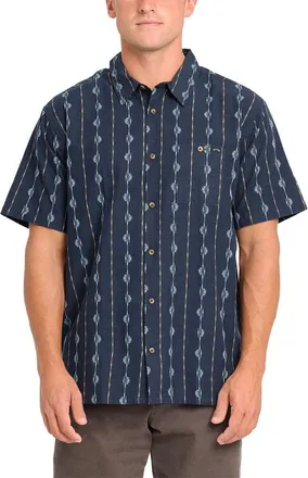 Billabong Sundays Stripe Jacquard Short Sleeve Cotton Button-Up Shirt in Real Teal at Nordstrom, Size Xx-Large