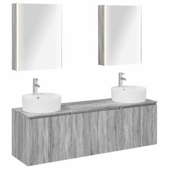 vidaXL Juego De Muebles De Ba&ntilde;o 5 Pcs Sonoma Gris Madera De Ingenier&iacute;a Vidaxl