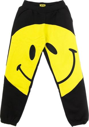 Market Smiley Zwart/Gele Trainingsbroeken Elastische Taille - Heren - Sweatpants - Veelkleurig - L - Katoen - Broeken
