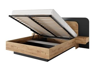 VENTE-UNIQUE.COM Cama con canap&eacute; abatible madera gris antracita, color natural claro