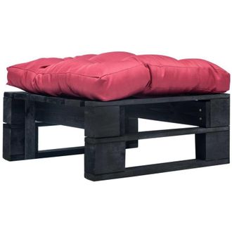 vidaXL Otomana De Palets De Jard&iacute;n Con Coj&iacute;n Rojo Madera Negra Vidaxl