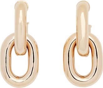 Paco Rabanne Double Hoop Earrings with Polished Metallic Discs