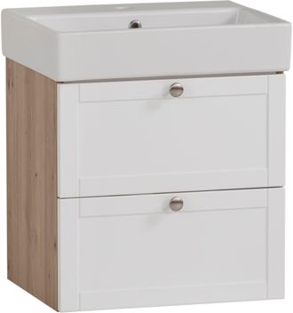 Schildmeyer Waschtisch »Jesper Breite 50,0 cm« Fronten in Landhausoptik, Griffe und Beschläge aus Metall