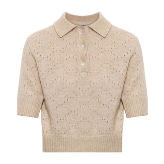 Paul & Shark Korte mouwen Polo - Dames - Tops - Beige - Maat: L Leer