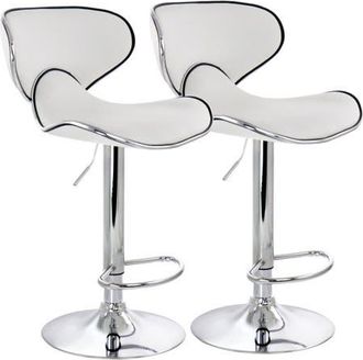 Elama 2 Piece Slim Faux Leather Adjustable Bar Stool in White at Nordstrom