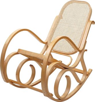 Hhg Hhg - Mecedora M41, Sill&oacute;n Columpio Sill&oacute;n Tv, Madera Maciza De Rat&aacute;n, Certificado Mvg, Aspecto Roble