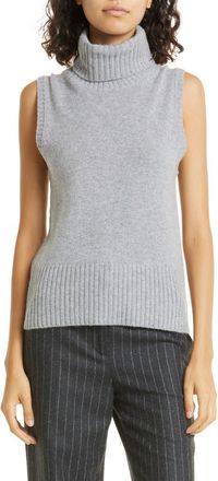 Veronica Beard Mazzy Sleeveless Cashmere Turtleneck Sweater in Heather Grey at Nordstrom, Size X-Large