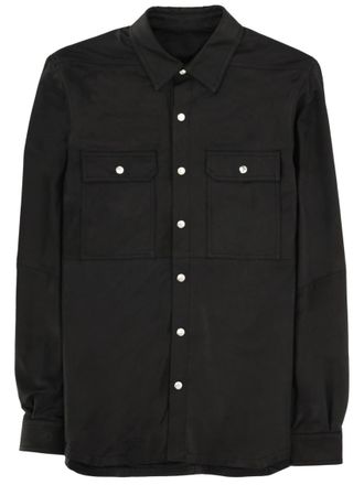 Rick Owens Black Solid Shirt Collar Jacket
