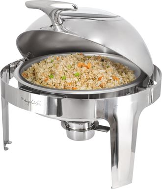 MegaChef 6.3 Quart Round Stainless Steel Dome Roll Top Professional Chafing Dish/Food Warmer/Buffet Server Serving Dish with Window