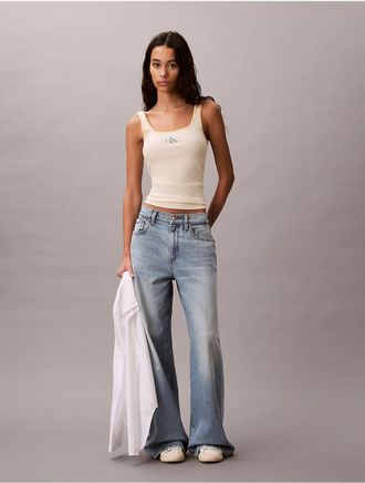 Calvin Klein Jeans Calvin Klein Womens Monologo Stripe Rib Tank Top - Neutral - XL