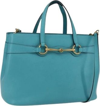 Gucci Pre-owned Handbags, female, Blue, Size: ONE SIZE Pre-owned Leather Handbag