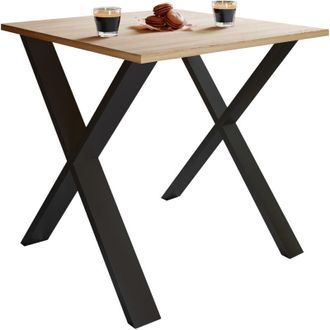 ebuy24 Tavolo da pranzo in legno vcm Premium a. 76 x l. 80 x p. 50 cm Tavolo da cucina Tavolo da pranzo Tavolo Xona x (Nero / Rovere Sonoma)