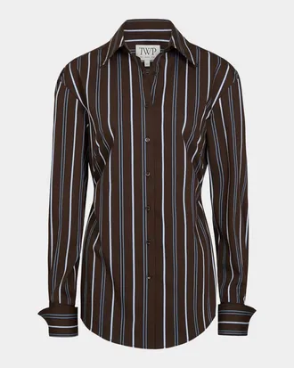 TWP The Night We Met Striped Cotton-Blend Shirt