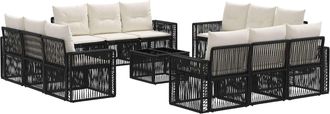 vidaXL Conjunto De Sof&aacute;s De Jard&iacute;n 13 Uds. Negro Y Blanco Crema Vidaxl