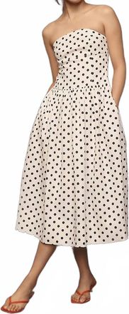 endless rose Strapless Polka Dot Taffeta Midi Dress In White