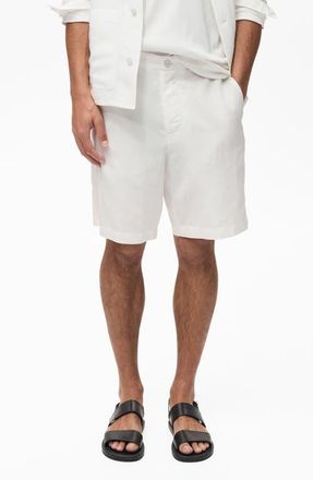Mango Slim Fit Lyocell & Linen Bermuda Shorts in Off White at Nordstrom, Size 30