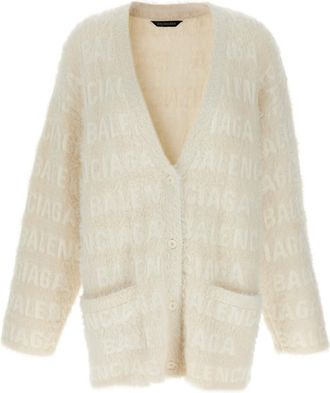 Balenciaga Beige V Neck Cardigan