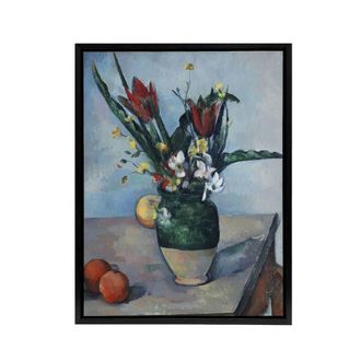Artery8 The Vase of Tulips Still Life Painting Cezanne Framed Canvas Wall Art | Size: W24 x H32
