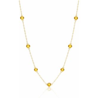 House of Frosted 14K Yellow Gold Citrine Station Chain Necklace at Nordstrom Rack, Size 16