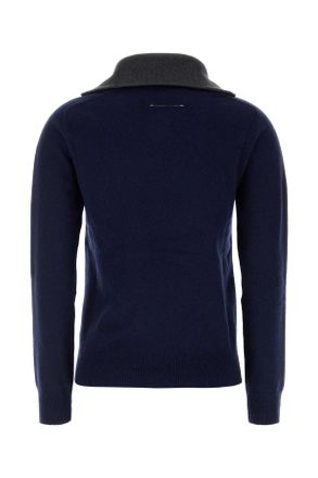 Maison Margiela Womens Navy Blue Wool Blend Sweater 962 Exterior: Cotton Nylon Maglieria