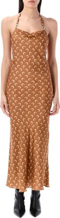 Marine Serre Brown Moon Satin Long Slip Dress
