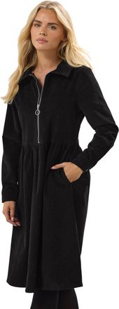 M&Co Petites Petite Cord Zip Shirt Dress - Womens Black