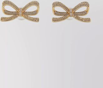 Self Portrait crystal-embellished bow earrings