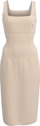Michael Kors Square Neck Midi Dress in Ecru Wool