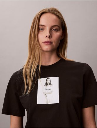 Calvin Klein Womens Kate Moss Classic Graphic Tee - Black - XS