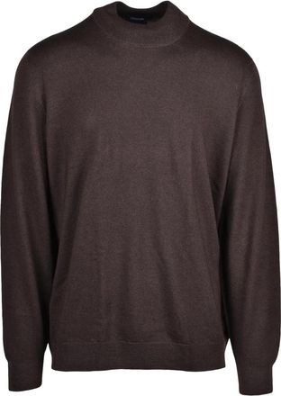 Drumohr Brown Extrafine Merino Wool Stand-Collar Pullover
