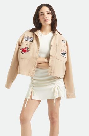 Brixton Utopia Patchwork Overshirt in Washed Timeless Taupe at Nordstrom, Size X-Small