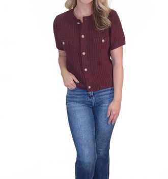 Hem & Thread Finley Sweater Top In Red