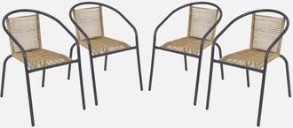 Sweeek Sill&oacute;n De Jard&iacute;n De Resina Natural, Set De 4