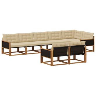 vidaXL Conjunto De Sof&aacute;s De Exterior Con Coj&iacute;n 8 Pcs Natural Y Beige Vidaxl