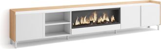 Skraut Home Skraut Home - Mueble Tv, Televisi&oacute;n, Muebles De Sal&oacute;n, Almacenaje, 315x35x61cm, Para Tv Hasta 80, Chimenea El&eacute;ctrica Xxl, Dise&ntilde;o Industrial, Estilo Mo