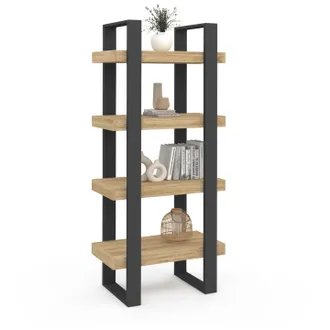 IDMarket Scaffale A 4 Livelli In Legno E Nero Phoenix