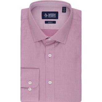 Original Penguin Aaron Slim Fit Dobby Dress Shirt in Berry at Nordstrom Rack, Size 15 - 34/35