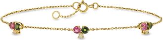 Ross-Simons Pink and Green Tourmaline Station Bracelet With Opals in 10kt Yellow Gold